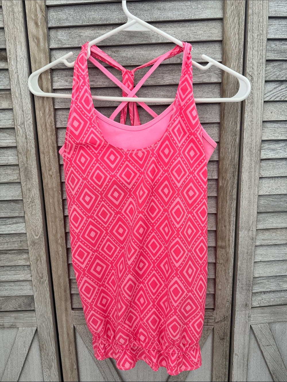 Ivivva Girls Pink Diamond-Print Strappy Tank Top size 14
